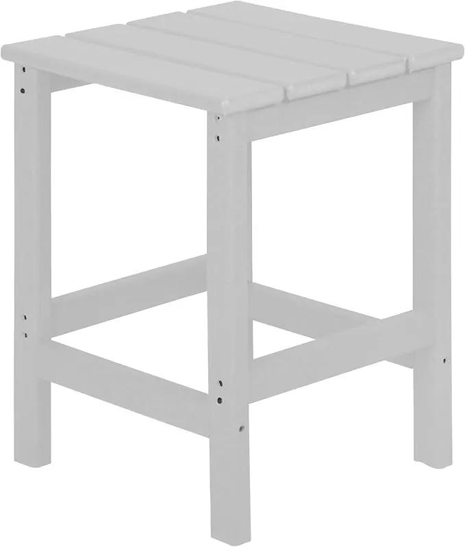 WO Home Furniture Adirondack Chairs Table Set of 3 PCS Outdoor Folding Chairs Side End Table Weather/UV Resistant for Lawn, Garden, Bon Fire, Balcony (White) by GreenHaven Gardens
