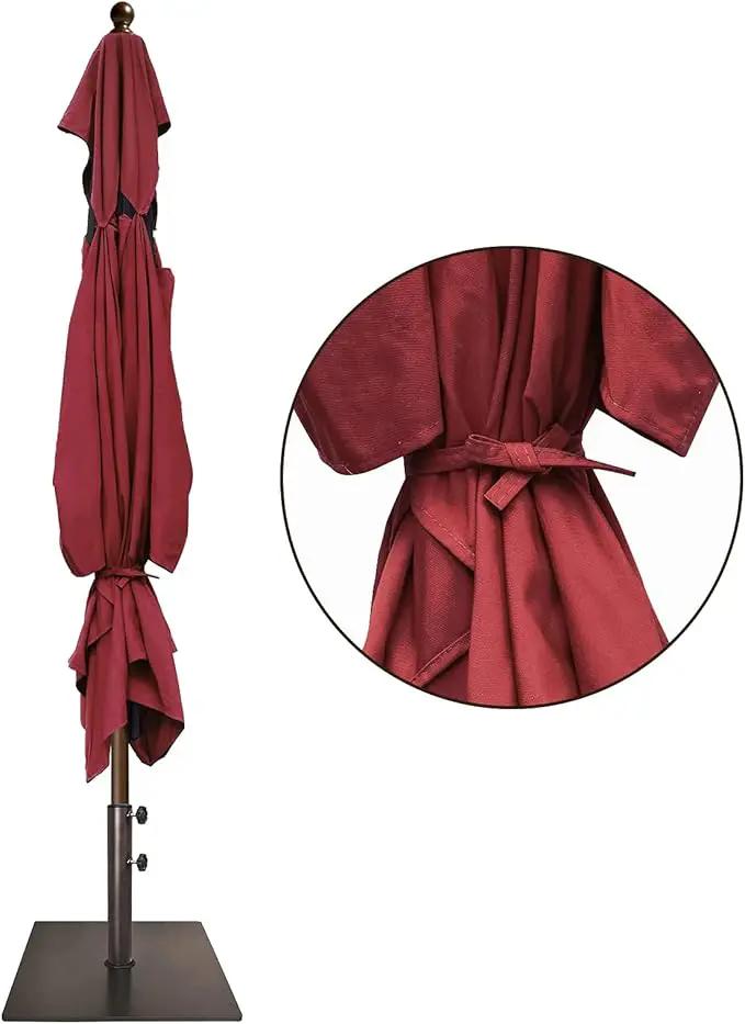EliteShade USA 10-Year-Non-Fading 6.5x10Ft Rectangular Market Umbrella Patio Umbrella Outdoor Table Umbrella with Ventilation, Burgundy by GreenHaven Gardens