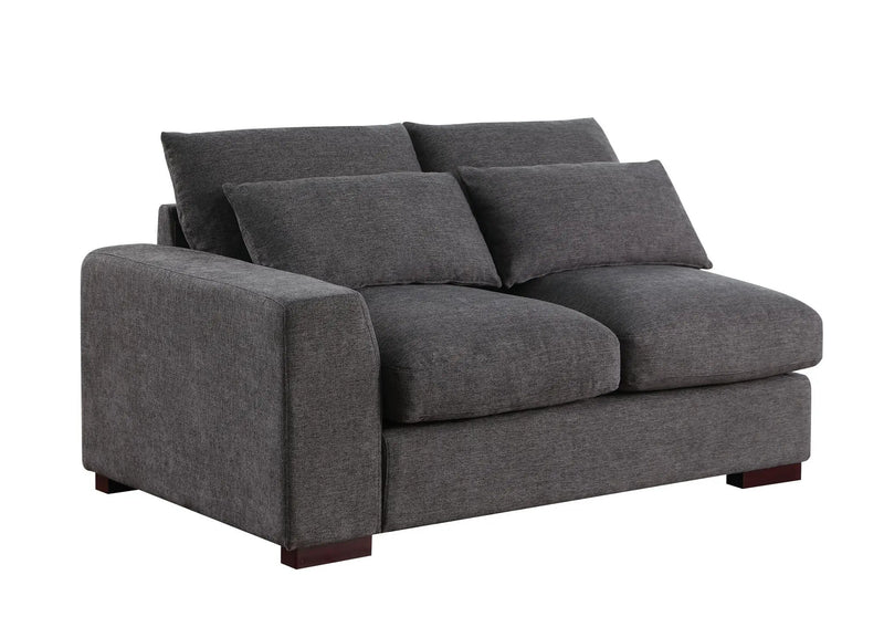 Tatman - Linen Blend Sectional With 2 Ottomans - Dark Gray by HouseOfZazla