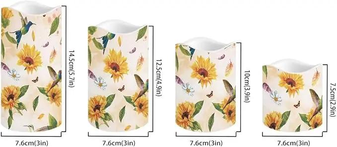 Ystardream Sunflower Hummingbird Flameless Candles with Timer Led Candles Flickering 4 Candle Sets for Home Decor,18 Key Remote Control，Dancing Flame, True Wax, Battery Powered. by GreenHaven Gardens