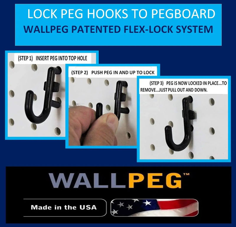 WallPeg Pegboard Wall Organizer (PK-160) - Garden Tools Storage - Hand Tool Organizer - Pegboard Bins for Parts Storage and Organization - Locking Pegboard Hooks by GreenHaven Gardens