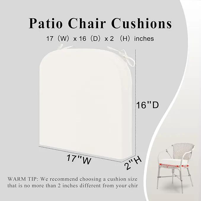 Outdoor Chair Cushions Set of 2, Waterproof Foam Patio Seat Cushions with Ties for Garden Sofa & Dining Furniture, 3-Year Color Fastness, 16x17x2 Inch, Beige by GreenHaven Gardens