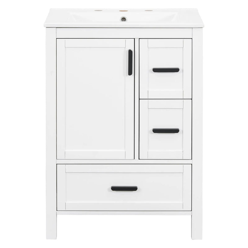 Bathroom Vanity With Sink, Soft-Close Doors, Double-Layer Shelf And 3 Drawers by Unique Piece Furniture