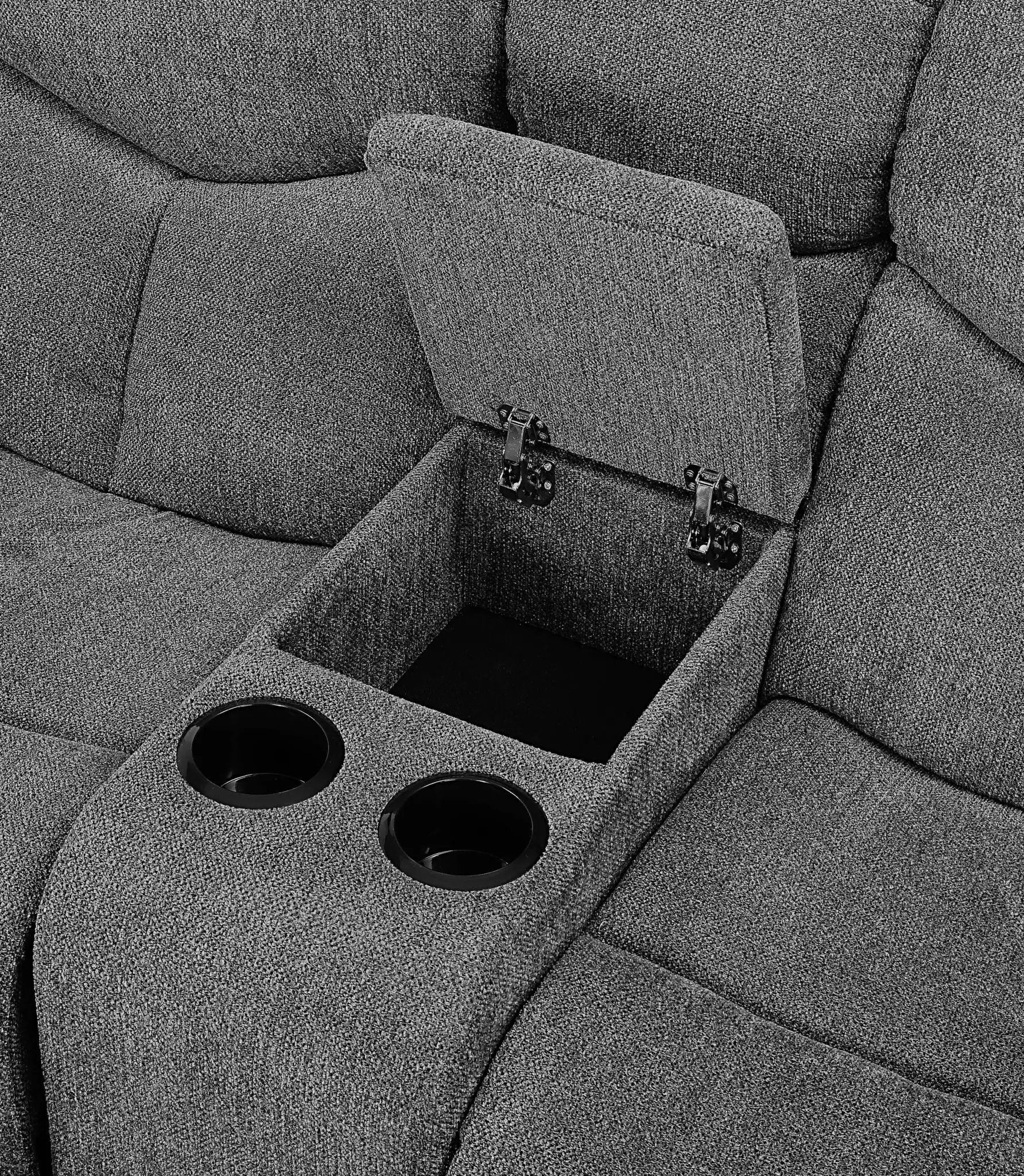 Kalen - Chenille Sofa With Drop Down Table - Gray by Unique Piece Furniture