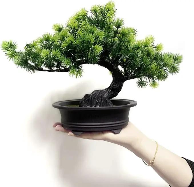 Artificial Plants Greenery Bonsai, Room Decor Fake Bonsai Tree for Home Decor Indoor Bookshelf Office Desk Bathroom Farmhouse Decor, Tall 9.5" by GreenHaven Gardens