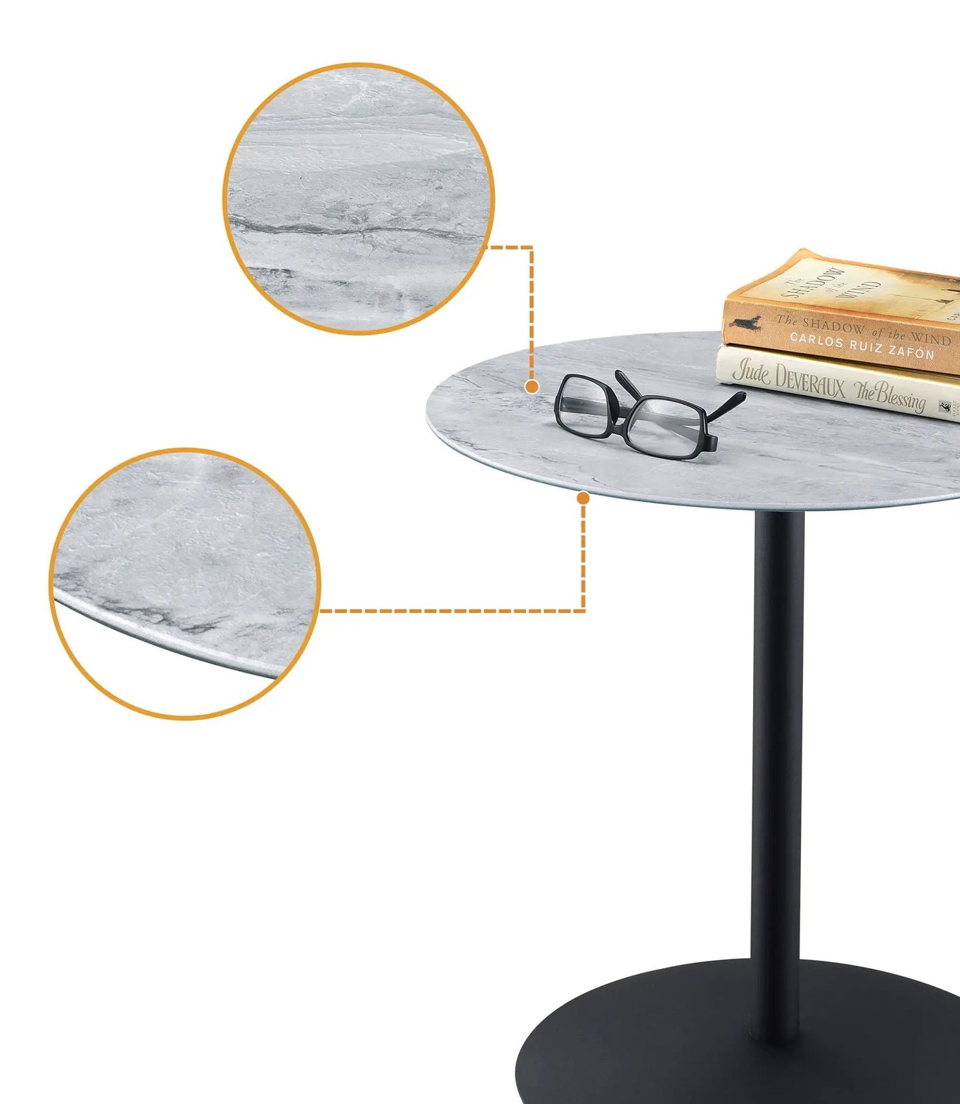 Circa - 17.5" End Table With Marble Textured Top by HouseOfZazla