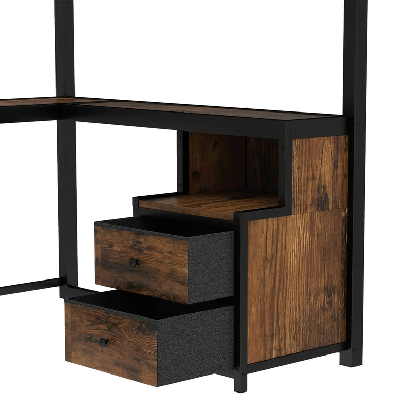 Queen Loft Bed with Desk and Storage by HouseOfZazla