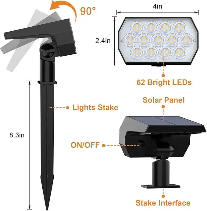 WELALO Solar Spot Lights Outdoor, [6 Pack/52 LED/3 Modes] 2-in-1 Solar Landscape Spotlights, Solar Powered Security Lights, Waterproof Wall Lights for Walkway Yard Garden Driveway(Warm White) by GreenHaven Gardens