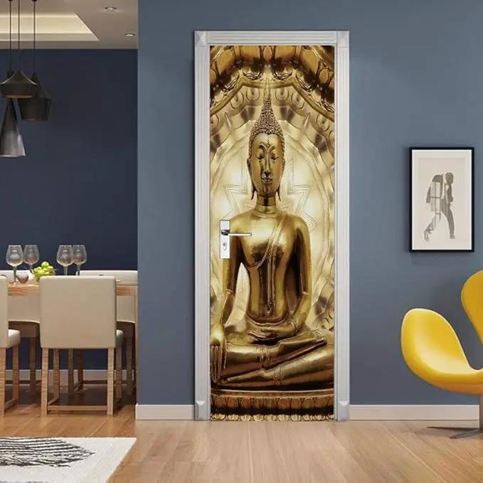 3D Door Stickers Murals - Buddha Statue - Peel & Stick Wallpaper - Self-Adhesive Decals - Removable PVC Waterproof Door Poster - 37.4" x 84.6" for Bedroom & Living Room by GreenHaven Gardens