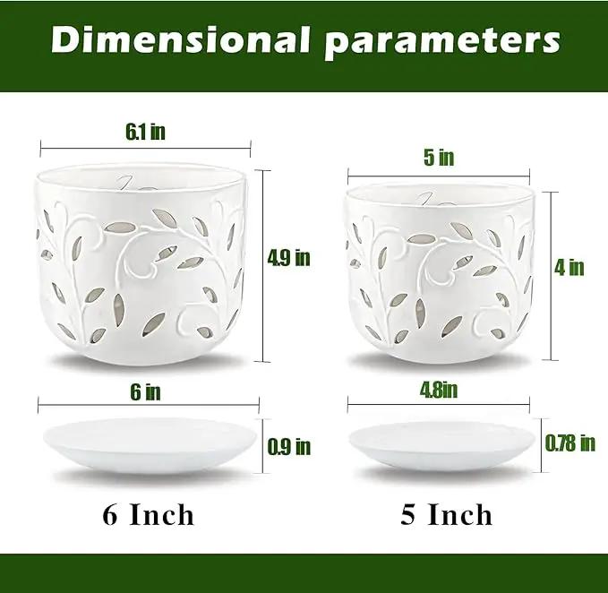 KERUITA Orchid Pots with Holes,6 inch + 5 inch Ceramic Planters Set of 2 with 2 Bottom Tray, Enhanced Drainage and Ventilation,White Flower Pots for Indoor/Outdoor Plants for Repotting by GreenHaven Gardens