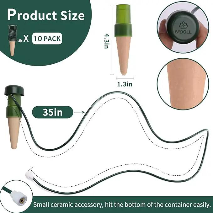 BYDOLL Plant Self-Watering Stakes Automatic Watering Terracotta Spikes for Indoor Outdoor Plants,Houseplant Insert Devices for Vacation use,Bonsai Drip Irrigation System (10 Pack) by GreenHaven Gardens