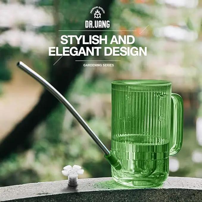 Small Watering Can Indoor Plants with Long Spout (1L, Green) by GreenHaven Gardens