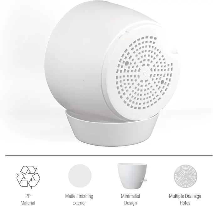 12 inch Large Self Watering Pots for Indoor Outdoor Plants, Plant Pots with Mesh Drainage Holes for Garden House Plants, Plastic Planters with Reservoir for Flower Plants, White by GreenHaven Gardens