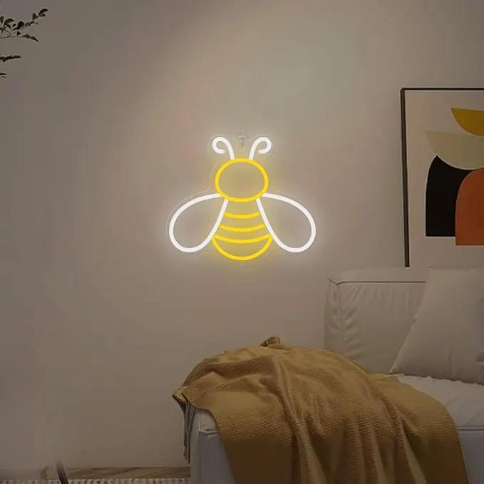 Bee Neon Sign - Dimmable Honey Neon Light Wall Decor, Birthday Party Decorations for Home, Patio, Garden, Bars, Hotels, Stores - Gift for Friends, Family, and Kids by GreenHaven Gardens