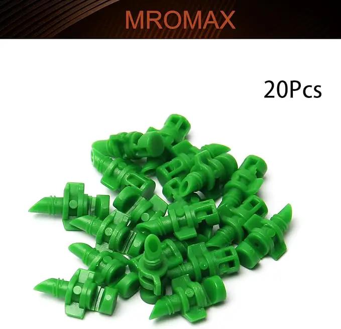 MroMax 20Pcs 180 Degree Micro Sprayer Automizing Sprinkler Nozzle Hydroponic Aeroponic Misters Fan Jet for Miniature Garden Lawn Plant Irrigation System Green by GreenHaven Gardens