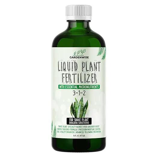 3-1-2 Liquid Fertilizer Concentrate with Micronutrients - Ideal Snake Plant Food for Sansevieria (Dracaena trifasciata), Indoor Plant Care (16 OZ) by GreenHaven Gardens