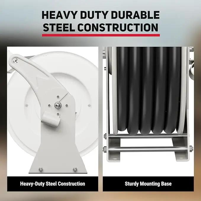 Fuel Hose Reel, 3/4" x 33FT Retractable Hose with Refueling Nozzle, 300 PSI Heavy-duty Steel Construction, Diesel Fuel Kerosene Reel Used for Aircraft Ship Vehicle Tanker Truck by GreenHaven Gardens