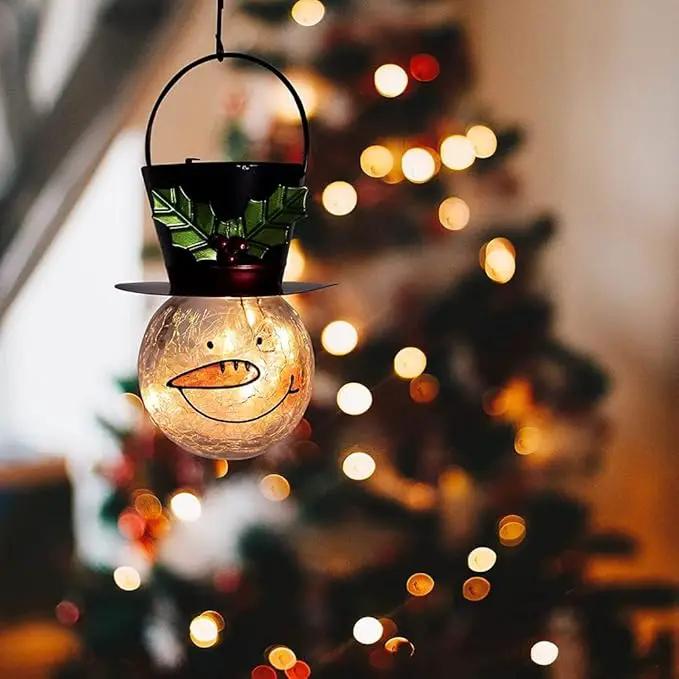 Starsoul Snowman Solar Lanterns, Christmas Outdoor Hanging Lantern Waterproof Decorative Snowman Lamps Decor for Garden, Patio, Yard, Porch, Xmas Holiday Party Decor (Large Leaves) by GreenHaven Gardens
