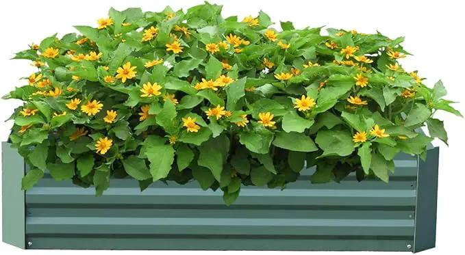 Aoodor 4 x 2 x 1 ft Raised Garden Metal Bed, Mini Greenhouse Kit with 2 Roll-up Zipper Doors, for Vegetables, Herbs and Flowers by GreenHaven Gardens