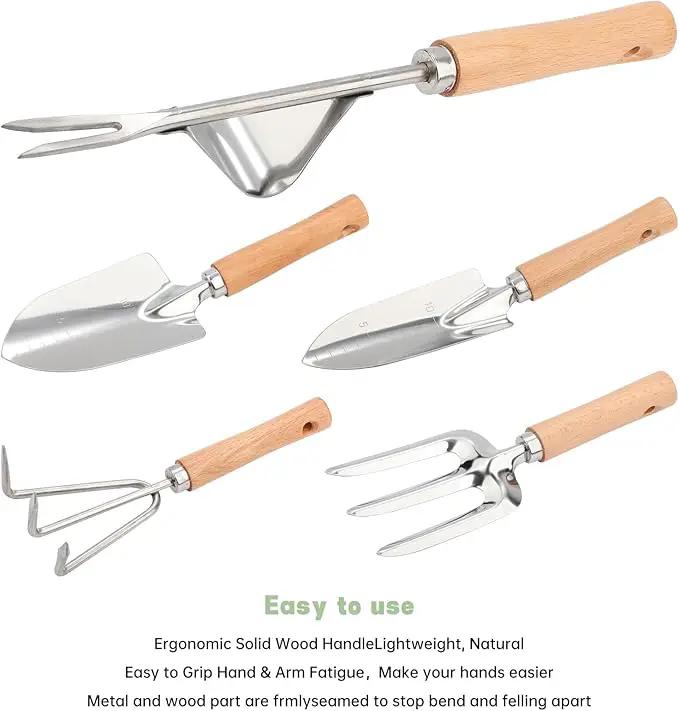 8 Piece Heavy Duty Gardening Hand Tools Set with Bamboo Gift Box Pruning Shears, Weeder and Heavy Duty Stainless Steel Gardening Tools with Wooden Handles - Ideal Gardening Gift for Women by GreenHaven Gardens