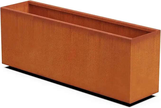 Corten Steel Planter Rectangle Outdoor Metal Garden Box Heavy Duty | Made in USA | Fully Assembled by GreenHaven Gardens