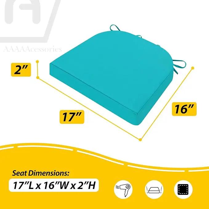 AAAAAcessories Outdoor Seat Cushions for Chairs, Waterproof, Fade-Resistant Patio Furniture Replacement Cushions, 17" x 16" x 2", Set of 2, Turquoise by GreenHaven Gardens