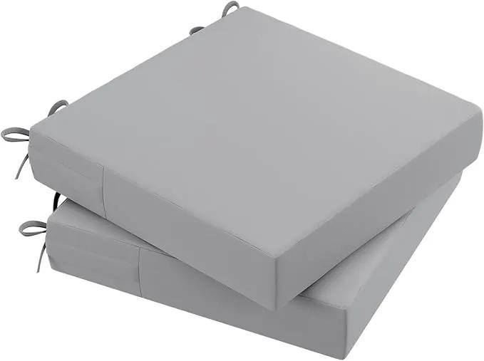 AAAAAcessories Outdoor Seat Cushions for Chairs, Waterproof, Fade-Resistant Patio Furniture Replacement Cushions, 21" x 21" x 4", Set of 2, Gray by GreenHaven Gardens