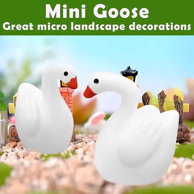 80Pcs Mini Gooses Resin Tiny Gooses Miniature Decoration Figurines Ducks Dollhouse Garden Decor Plastic Mini Animals Micro Landscape Ornament Cake DIY Craft by GreenHaven Gardens