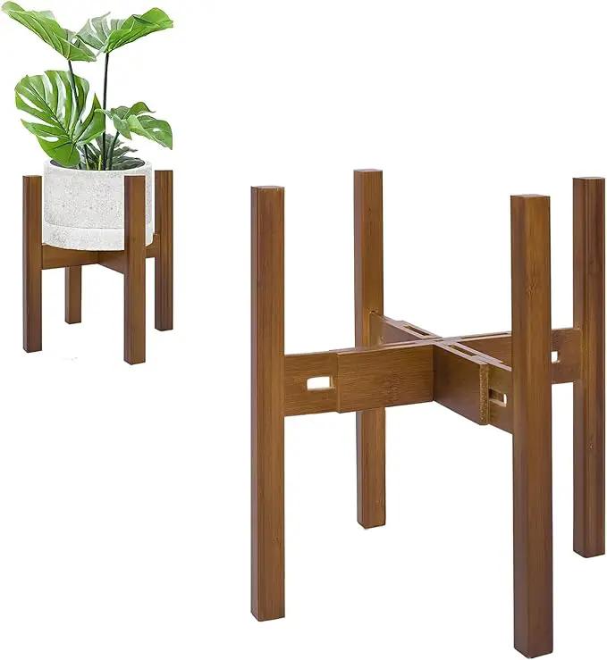 Adjustable Plant Stand Indoor,Bamboo Mid Century Modern Plants Stands, Stable Plant Holder,Fit 8 9 10 11 12 inch Pots (Pot & Plant Not Included) by GreenHaven Gardens