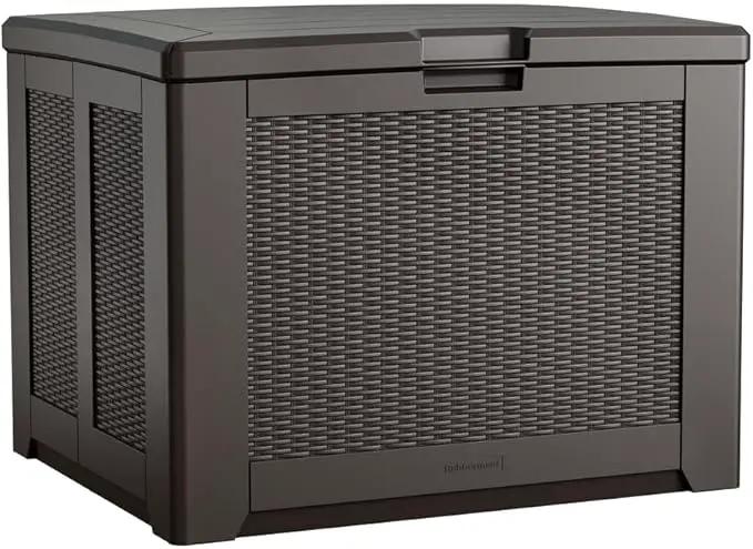 Rubbermaid Medium Resin Outdoor Storage Deck Box (74 Gal) Weather Resistant Brown Deck Organization for Home/Backyard/Pool Chemicals/Toys/Garden Tools/Porch/Patio Cushions by GreenHaven Gardens