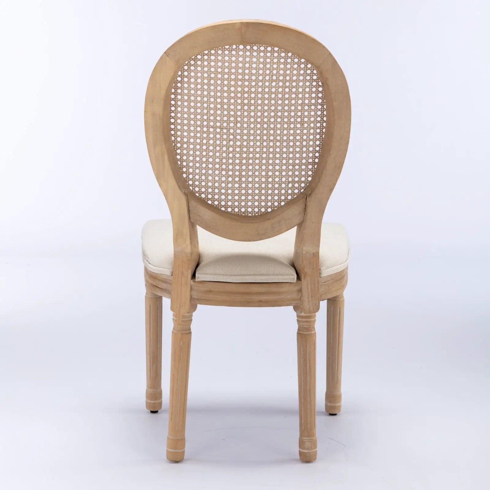 French Style Solid Wood Frame Antique Painting Fabric Rattan Back Dining Chair (Set of 2) by Unique Piece Furniture