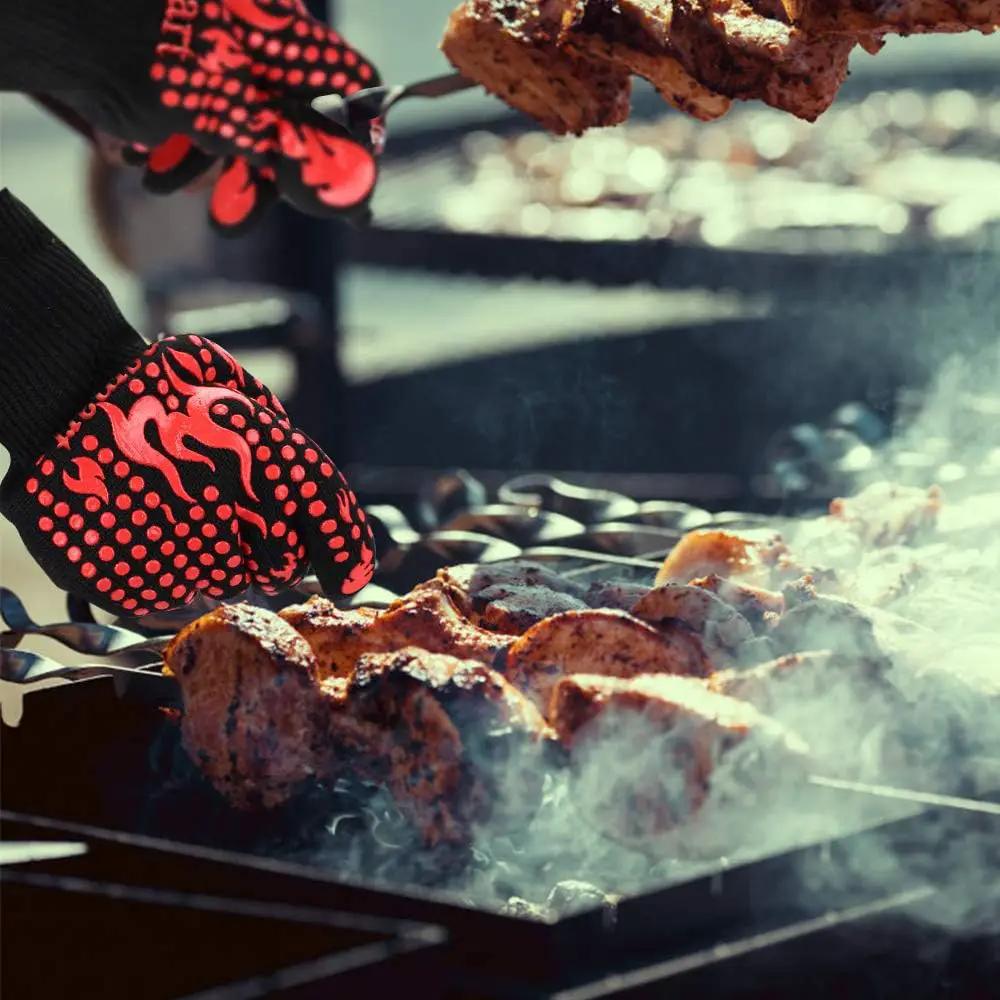 Comsmart BBQ Gloves, 1472 Degree F Heat Resistant Grilling Gloves Silicone Non-Slip Oven Gloves Long Kitchen Gloves for Barbecue, Cooking, Baking, Cutting by GreenHaven Gardens