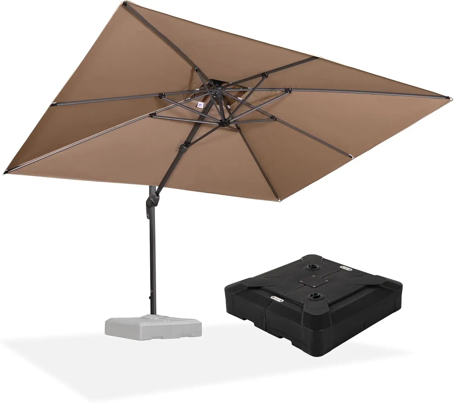 PURPLE LEAF 9' X 12' Patio Umbrella with Base Outdoor Rectangle Umbrella Large Cantilever Umbrella Heavy Duty Outdoor Market Umbrella for Garden Deck Backyard Pool Taupe by GreenHaven Gardens