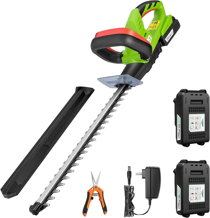VIVOSUN 20" Cordless Hedge Trimmer, 20V Electric Bush Trimmer, 1400 RPM Shrub Trimmer, Dual-Action Laser Blade, 3/5" Cutting Capacity, Lightweight & Compact, 2Pcs Batteries and Fast Charger Included by GreenHaven Gardens