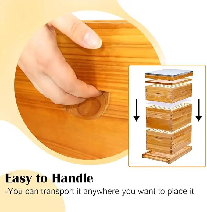 POLLIBEE 10 Frame Langstroth Beehive, Beeswax Coated Bee Hives for Bee Keeper,Beehive Include 2 Deep Bee Boxes and 1 Medium Bee Hive Box with Frame and Foundation(Unassembled) by GreenHaven Gardens