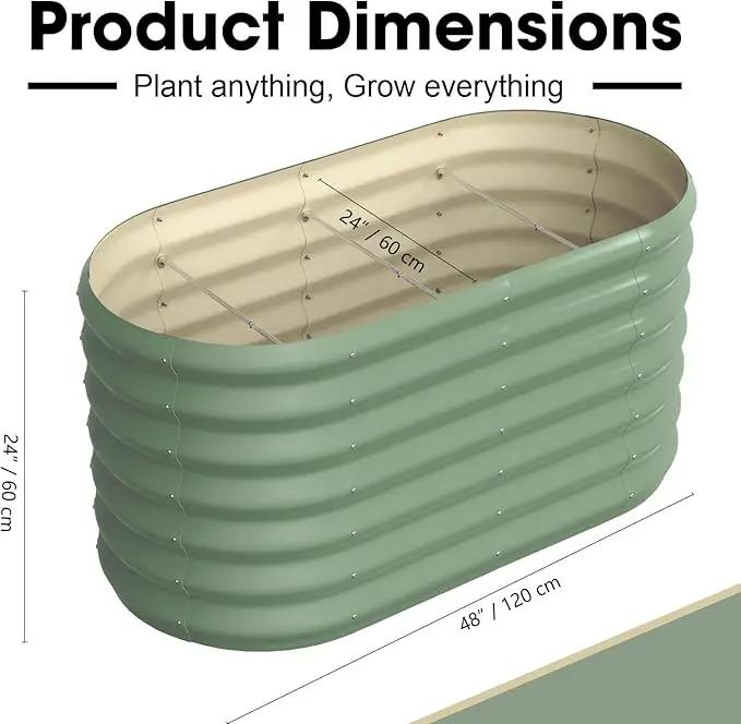 4x2x2ft Oval Galvanized Raised Garden Bed Kits Outdoor Large Metal Modular Planter Box 9-in-1 Raised Beds for Gardening,Vegetables,Fruits,Flowers & Herbs (Green) by GreenHaven Gardens