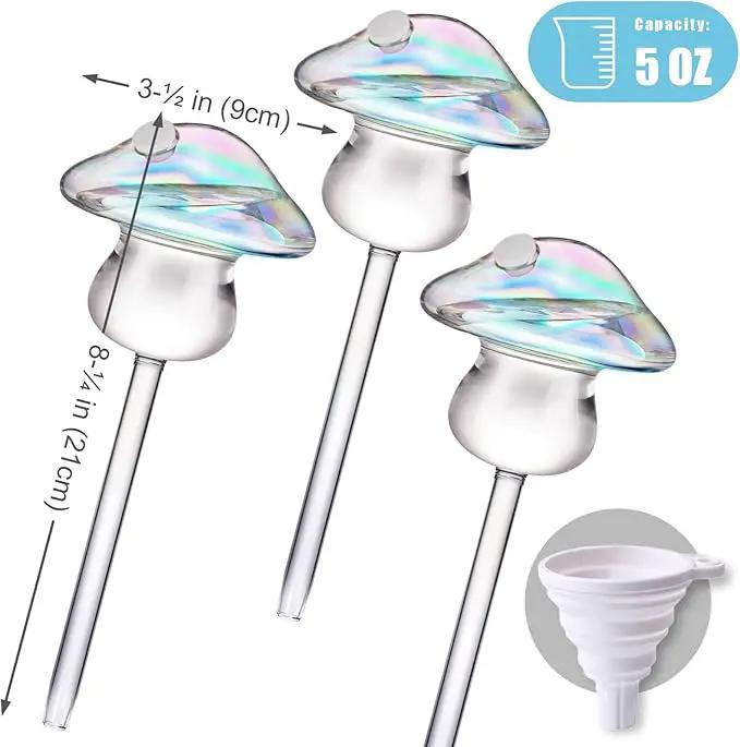 NiHome Iridescent Glass Mushroom Plant Self Watering Globes 3-Pack, Electroplated Hand-Blown Glass Automatic Plant Hydration System for up to 3 Weeks, Easy Refill Design with Adjustable Flow Rate by GreenHaven Gardens