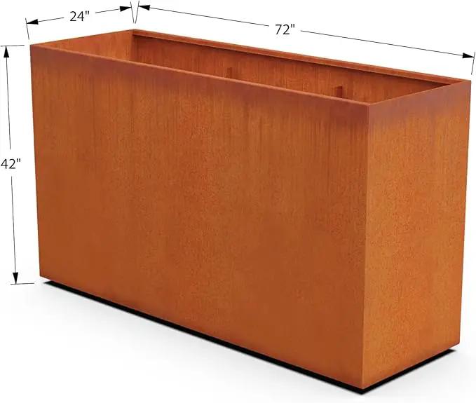 Corten Steel Planter Rectangle Outdoor Metal Garden Box Heavy Duty | Made in USA | Fully Assembled by GreenHaven Gardens