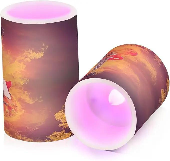 Flickering Flameless Candles, Rock Guitar in Fire Flames LED Candles with Remote Timer, Set of 2 Battery Operated Candle for Valentine Wedding Birthday by GreenHaven Gardens