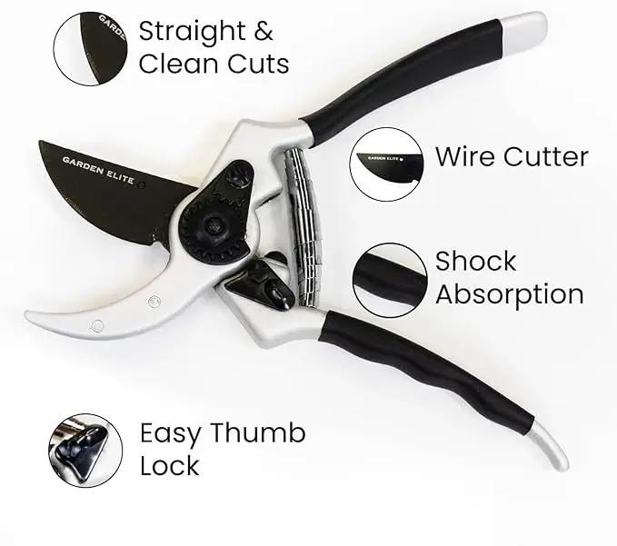 Razor Sharp Bypass Pruning Shears - Lifetime Replacement - Free Extra Blade, Spring & eBook - Japanese Steel - Premium Hand Pruners - Garden Shears - Garden Clippers - Secateurs with Ergonomic Handles by GreenHaven Gardens