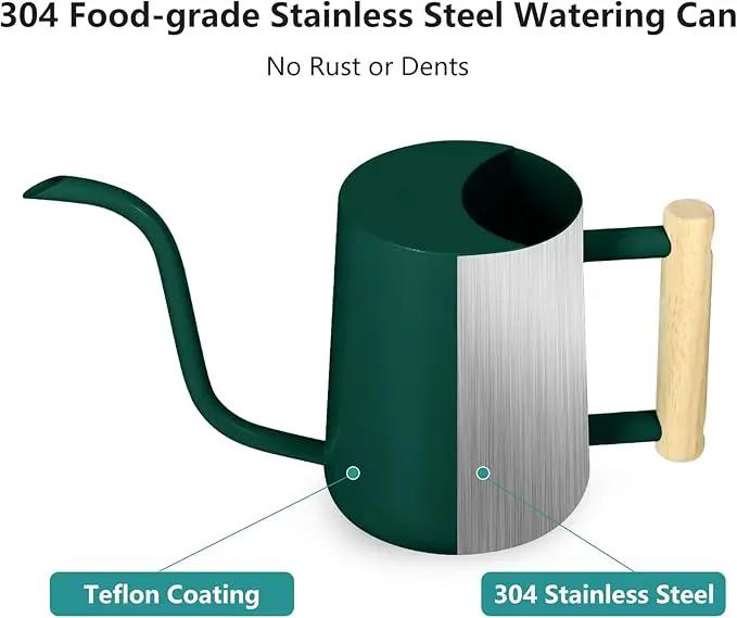 Watering Can Indoor Plants, 35oz Small Watering Can Indoor Stainless Steel Metal Watering Can Modern Decorative Watering Pot with Long Spout for Indoor House Plant Bonsai Garden Flowers (Alpinegreen) by GreenHaven Gardens