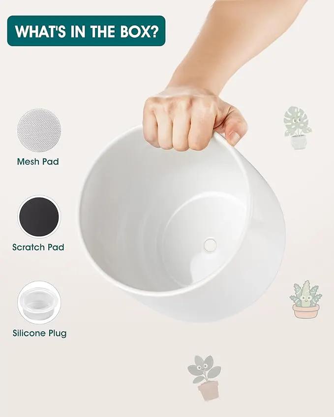 vancasso 8 Inch Ceramic Plant Pots, Planters with Drainage Hole, Flower Pots Planters Pots for Indoor Plants, Modern Indoor Decorative Garden Pot, Home Decor, White by GreenHaven Gardens