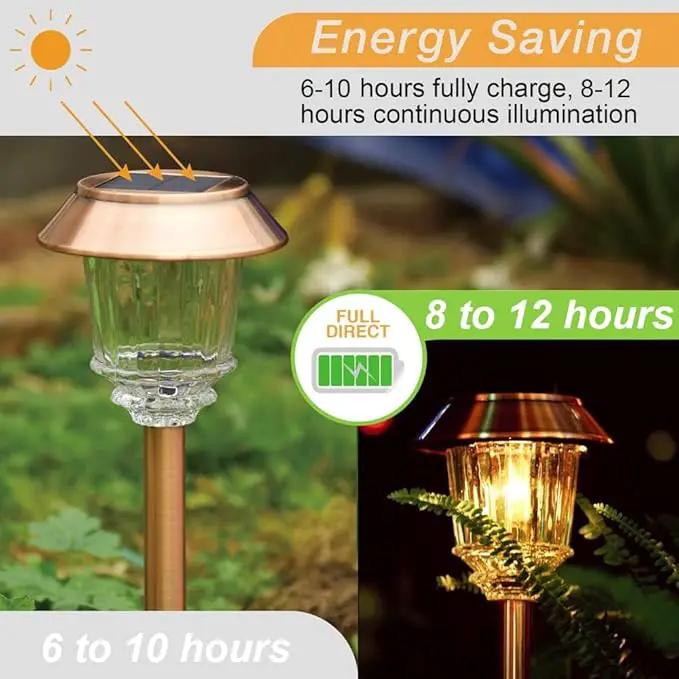 XMCOSY+ Solar Lights Outside Waterproof - 4 Pack Auto On/Off 10-40 LM Dimmable Outdoor Solar Lights for Yard Garden Pathway Driveway Walkway (Warm White) by GreenHaven Gardens