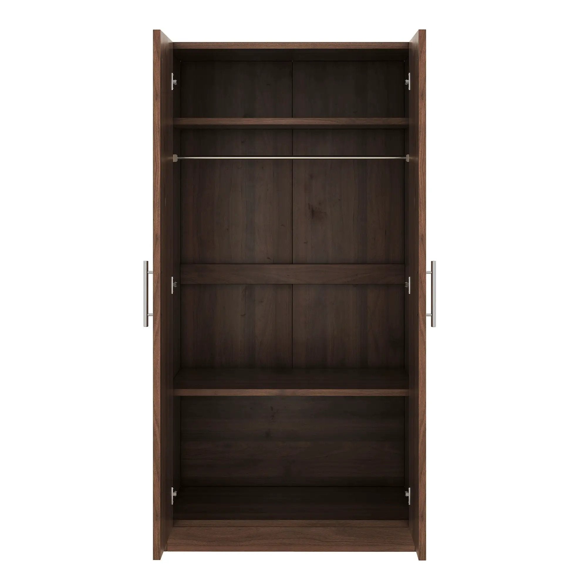 2 Door Wooden Wardrobe Armoire With 3 Storage Shelves - Brown by HouseOfZazla