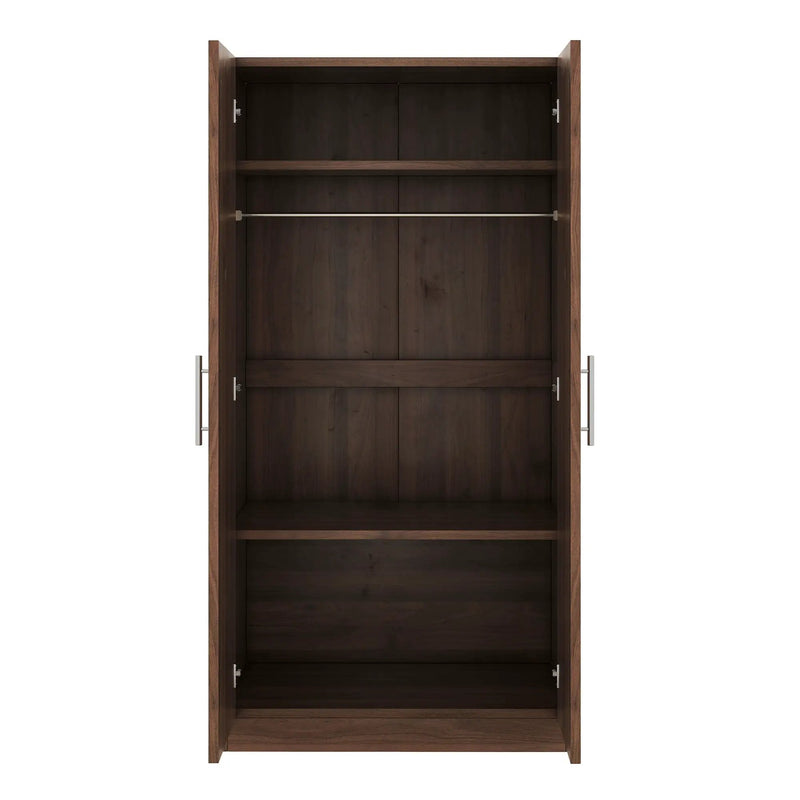 2 Door Wooden Wardrobe Armoire With 3 Storage Shelves - Brown by HouseOfZazla