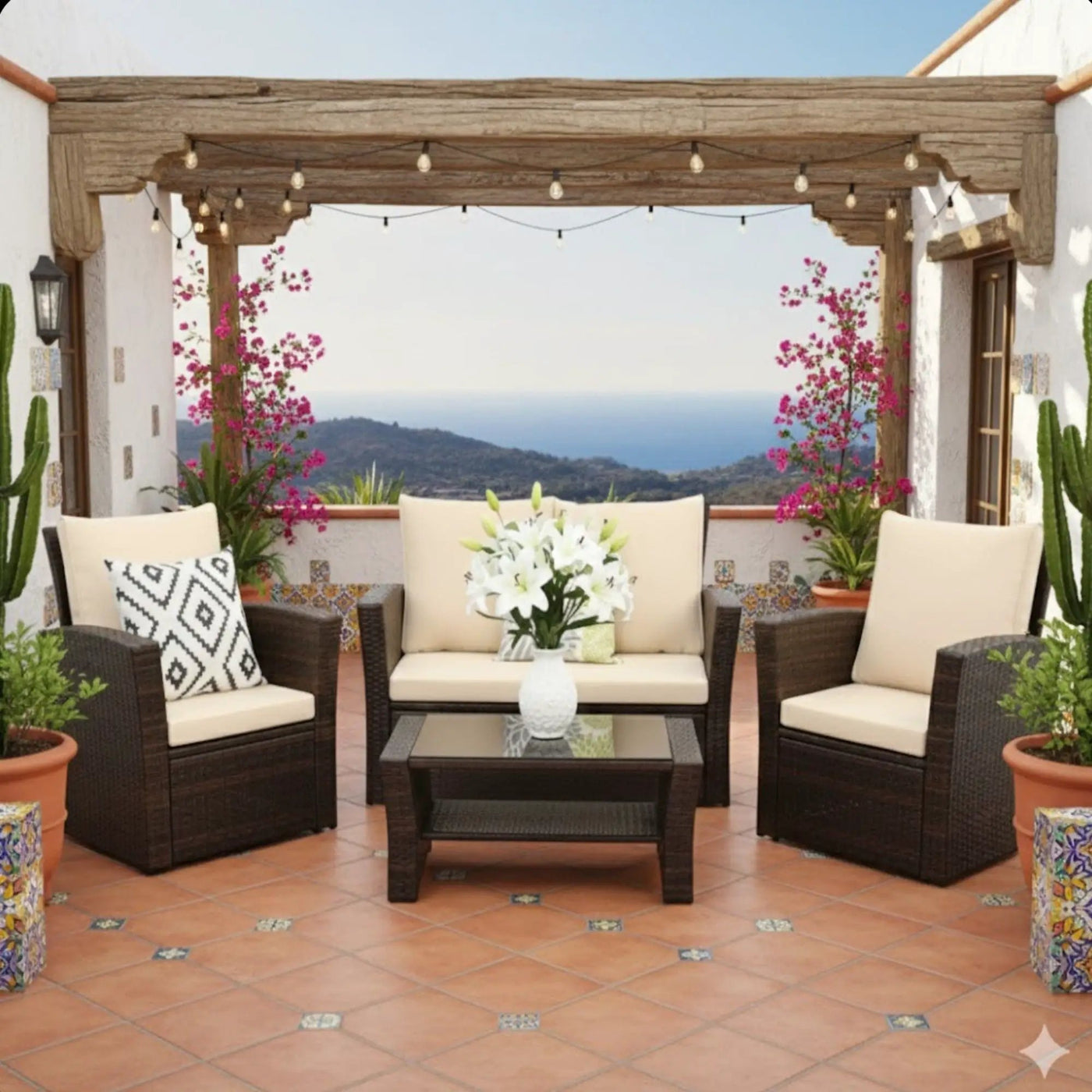 Modern Patio Set With Table And Cushions by HouseOfZazla