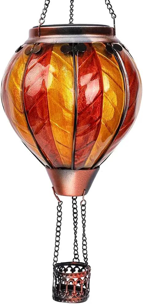 Hot Air Balloon Solar Lantern with Flickering Flame Hanging Solar Lanterns Outdoor Lights Waterproof Lanterns Decorative Garden Patio Yard Party Decor Orange and Red by GreenHaven Gardens