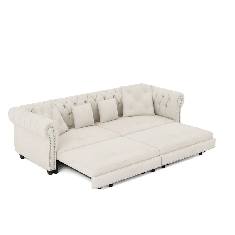 3 In 1 Pull Out Convertible Sleeper Sofa Bed, King Size, Chaise Lounge