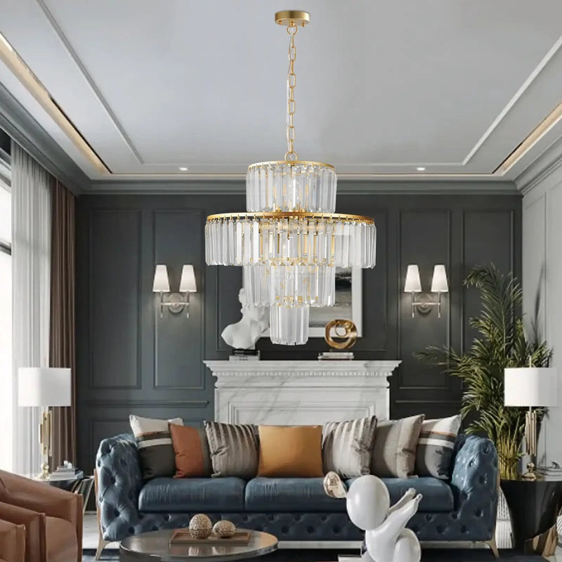 20' Modern Crystal Chandelier with Gold Finish by HouseOfZazla