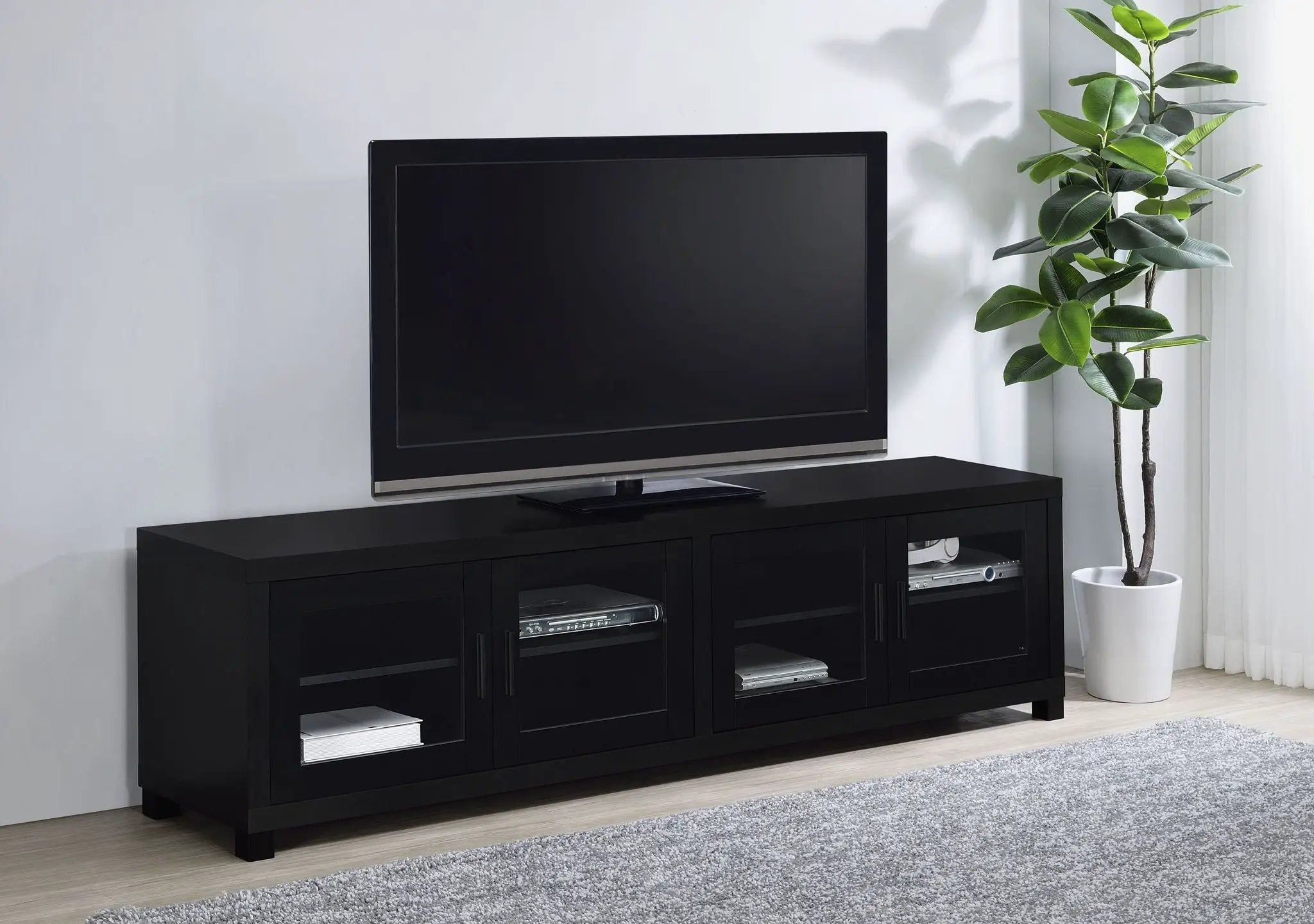 Jupiter 4-door Engineered Wood 79-inch TV Stand Black by Unique Piece Furniture